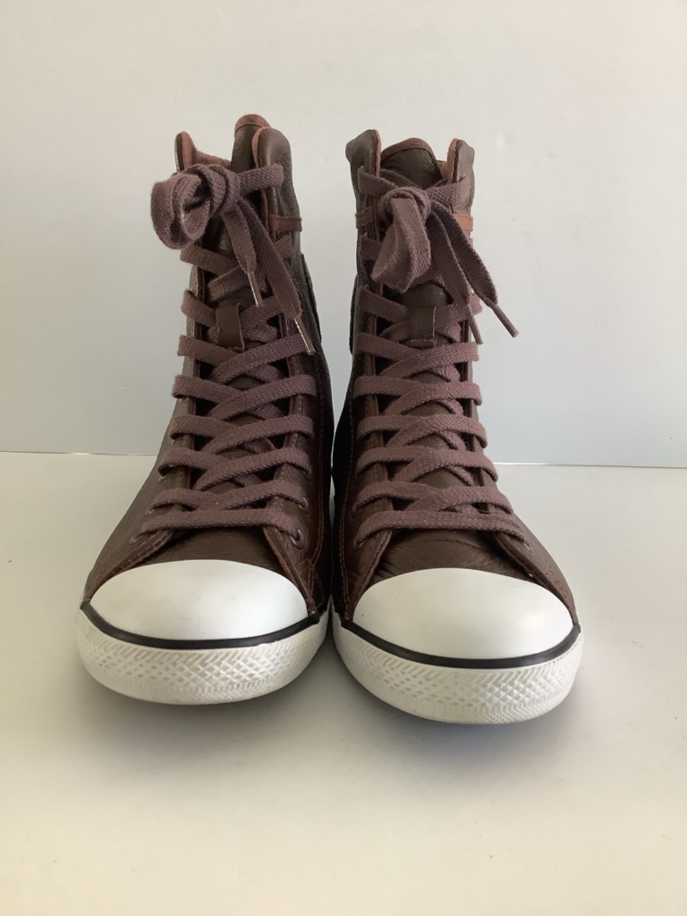 Converse Brown Leather High Top Sneakers size 8 - Picture 4 of 8
